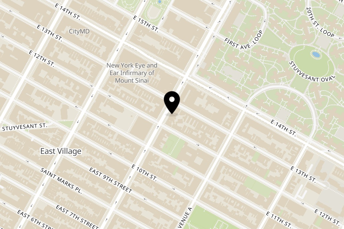 Map showing the location of Balade on 208 1st Ave in New York